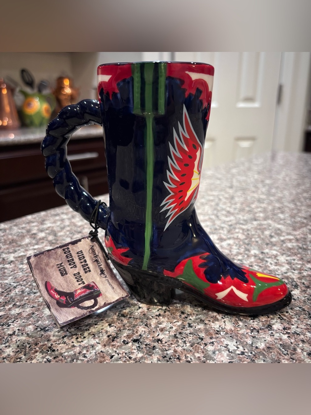 Vintage 2011 Cowboy Boot Mug American Legacy Ceramic Boot Miniature 7” NWT